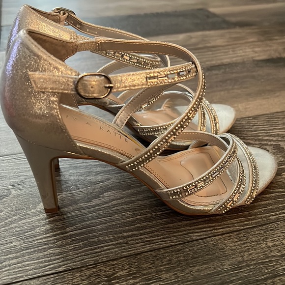 Silver Metallic Strappy Sandal Heel - Picture 3 of 7